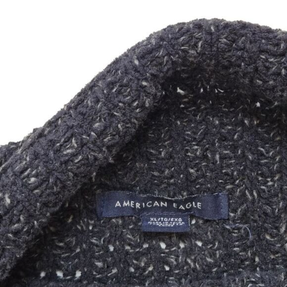 American Eagle waffle knit mock neck heather navy blue sweater XL - Picture 4 of 7